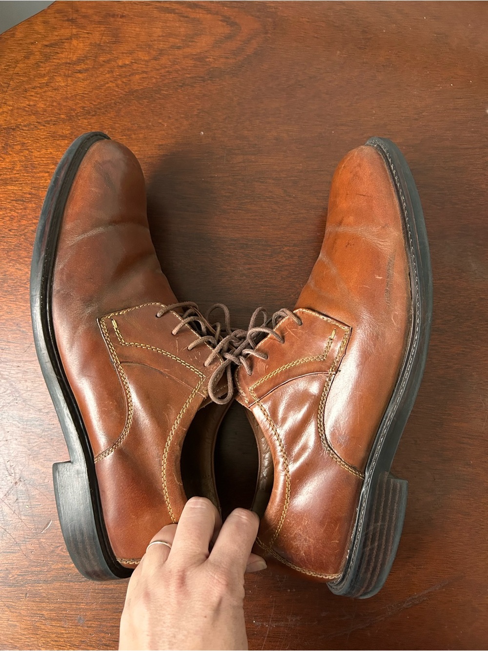 Johnston & Murphy Men’s 11M Brown Leather Derby Dress Shoes Made in India - Picture 7 of 10